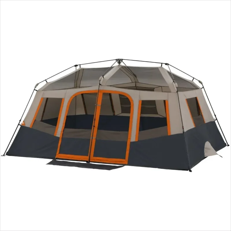 Spacious 10-Person Instant Cabin Tent with Room Divider for Family Camping Adventures