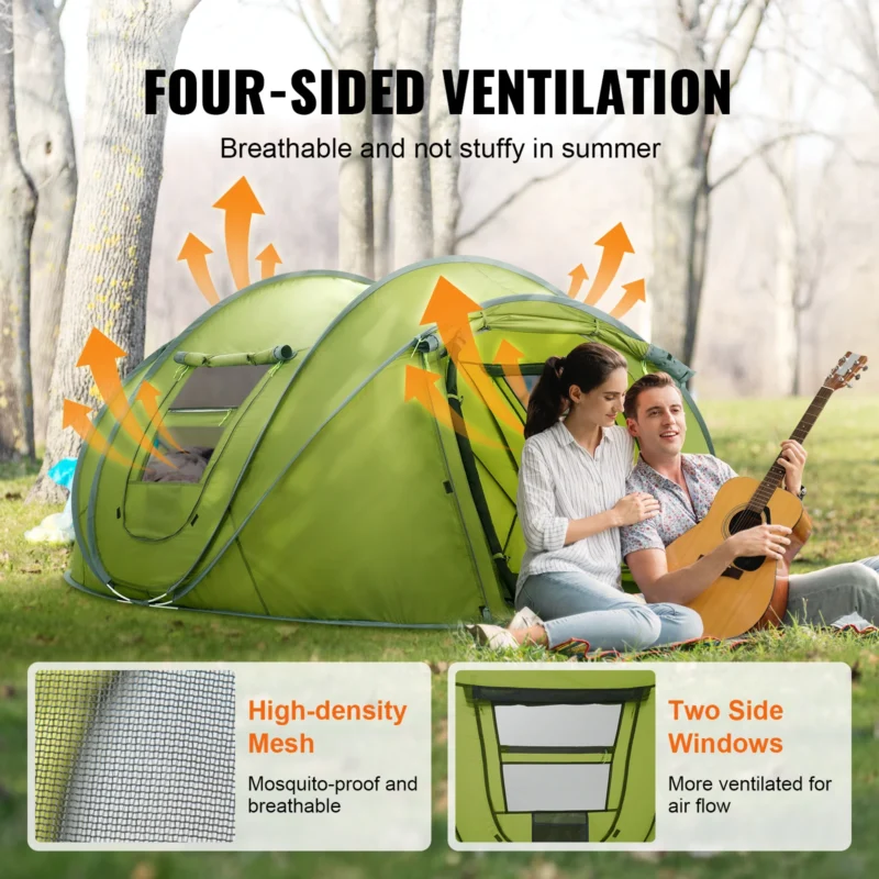 Instant Pop Up Camping Tent 4-Person Waterproof with Ventilation Windows for Family Outdoor Adventures - Image 5