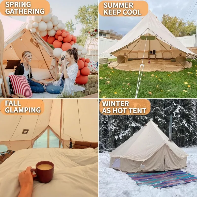 Four-season tent with robust structure for winter camping and adverse weather