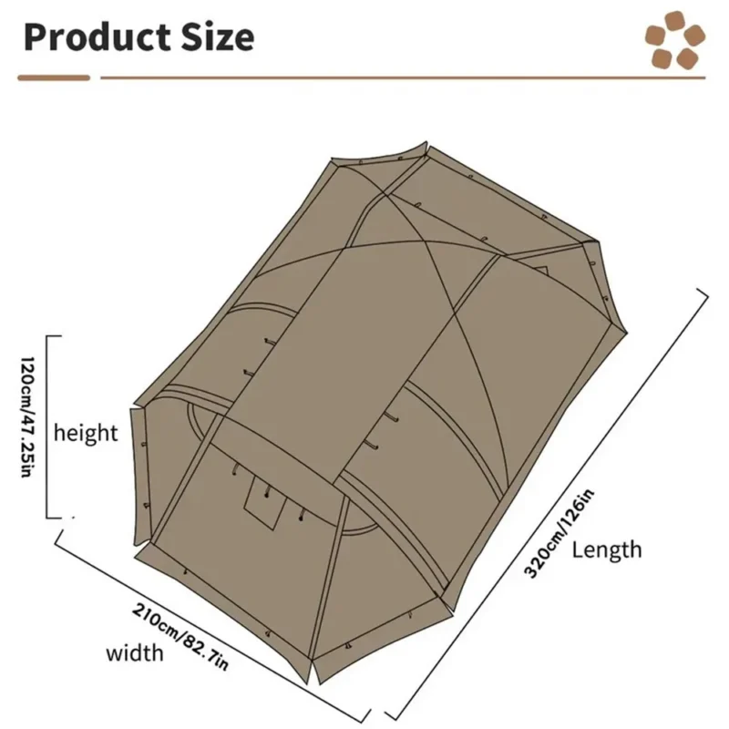Fireproof 4-Season Hot Tent with Stove Jack - 2-Person Waterproof Dome Tent for Winter Camping - Image 6