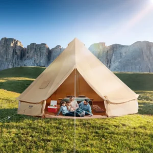 Premium Canvas Bell Tent 3-5 Person with Stove Jack & Detachable Wall for Glamping Outdoors
