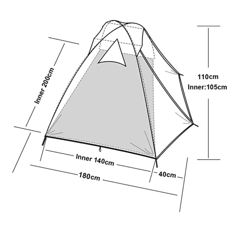 Ultralight Double Layer 2-Person Dome Tent with Aluminum Poles for 3-Season Hiking and Camping - Image 4