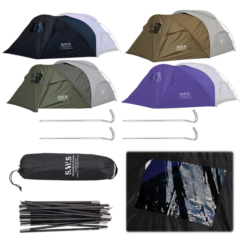 Ultralight Single Layer 2-Person Aluminum Pole Trekking Tent with Waterproof Protection for Backpacking Adventures