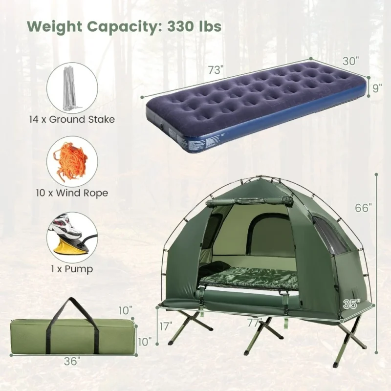 All-in-One Elevated 1-Person Camping Tent Cot with Integrated Sleeping System for Outdoor Adventures - Image 7
