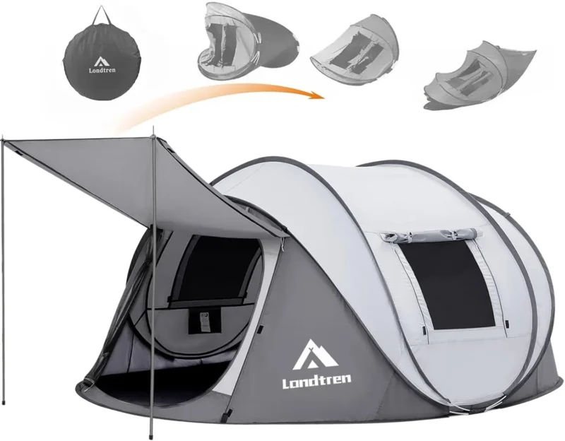 Instant Pop Up Camping Tent 4-Person Waterproof Double Door with Easy Setup for Family Outdoor Adventures - Image 8