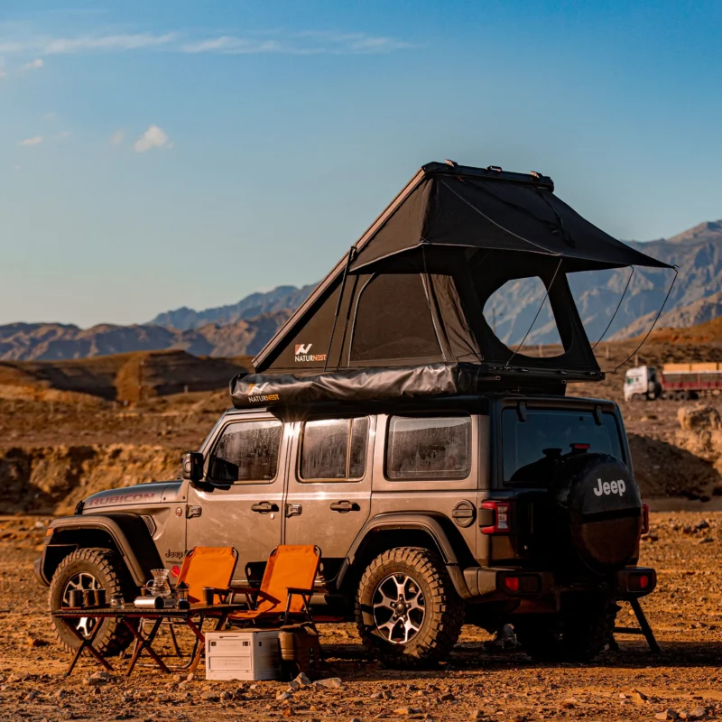 Hard Shell Rooftop Tent 2-Person Pop Up with Waterproof Oxford Fabric for 4-Season Camping - Image 3