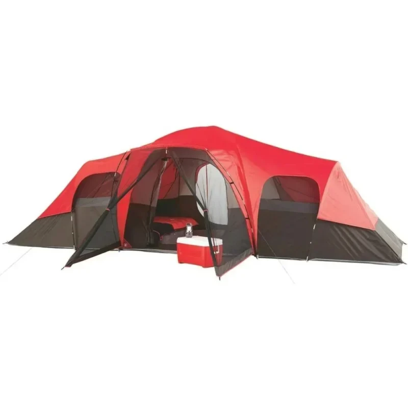 Spacious Aluminum Pole 2-Person Canvas Double Layer Tent for Summer Camping with Dual Doors - Image 2
