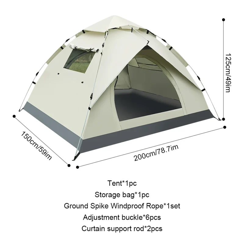 Ultralight Double Layer 2-Person Instant Tent with Fiberglass Frame for Hiking Camping Travel - Image 6