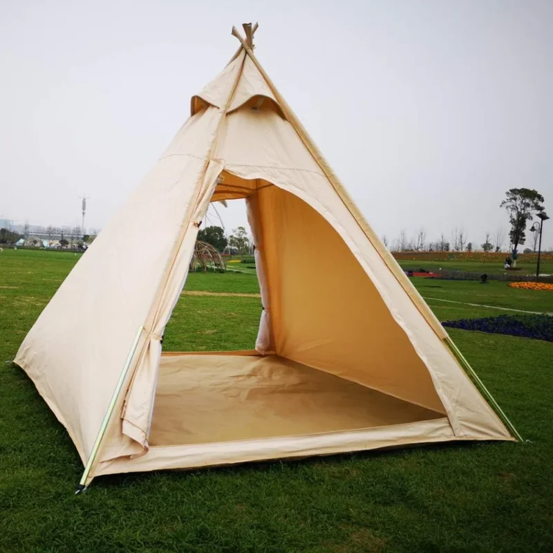 Premium Bell Canvas 2-Person Pyramid Tent with Waterproof Cotton for Glamping and Outdoor Adventures - Image 3