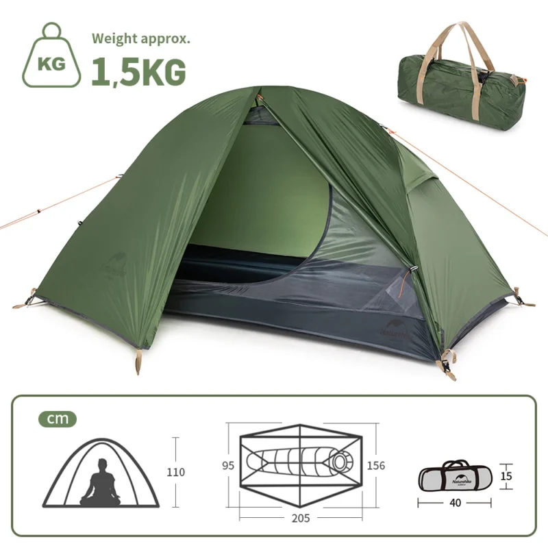 Ultralight 1-Person Backpacking Tent with Double Layer Waterproof Design for Hiking and Camping - Image 5