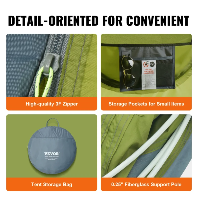 Instant Pop Up Camping Tent 4-Person Waterproof with Ventilation Windows for Family Outdoor Adventures - Image 6
