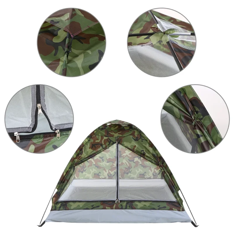 Ultralight Oxford 2-Person Camouflage Camping Tent with Aluminum Poles for Outdoor Adventures - Image 3