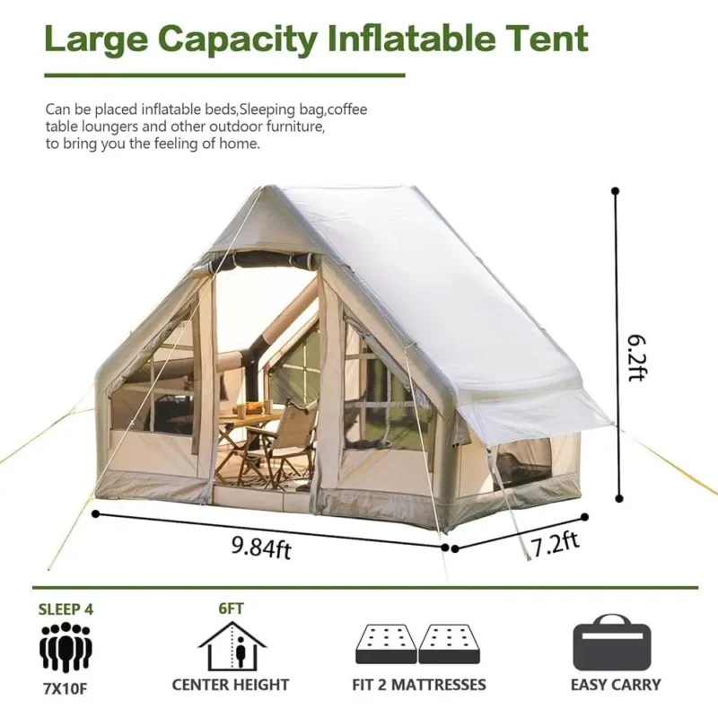 Instant Setup Inflatable Camping Tent 4-8 Person Waterproof Family Dome with Aluminum Poles for Outdoor Adventures - Image 6