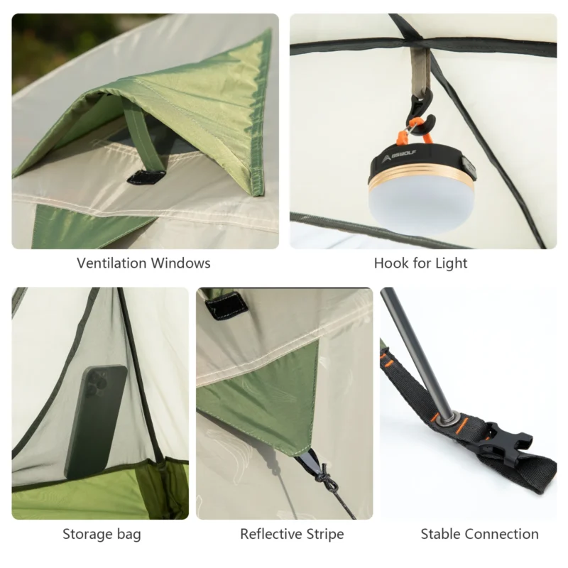 Ultralight Double Layer 2-Person Backpacking Tent with Aluminum Poles for Hiking and Camping - Image 2