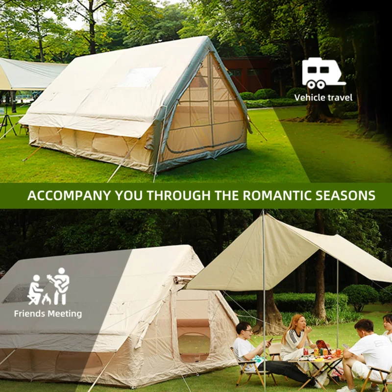 Inflatable 12-Person Camping Tent with Aluminum Structure and Hand Pump for Quick Setup - Image 5
