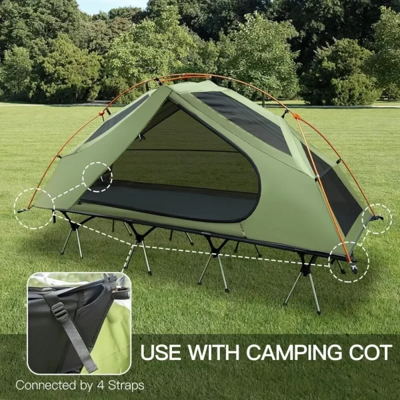 Waterproof Off-Ground Dome Tent with Cot Combo for 1-Person 4-Season Camping - Image 3