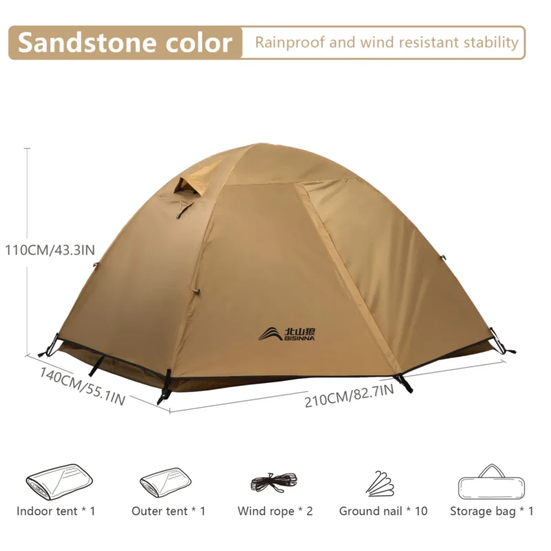 Ultralight Waterproof 2-Person Backpacking Tent with Double Layer for 3-Season Hiking - Image 8