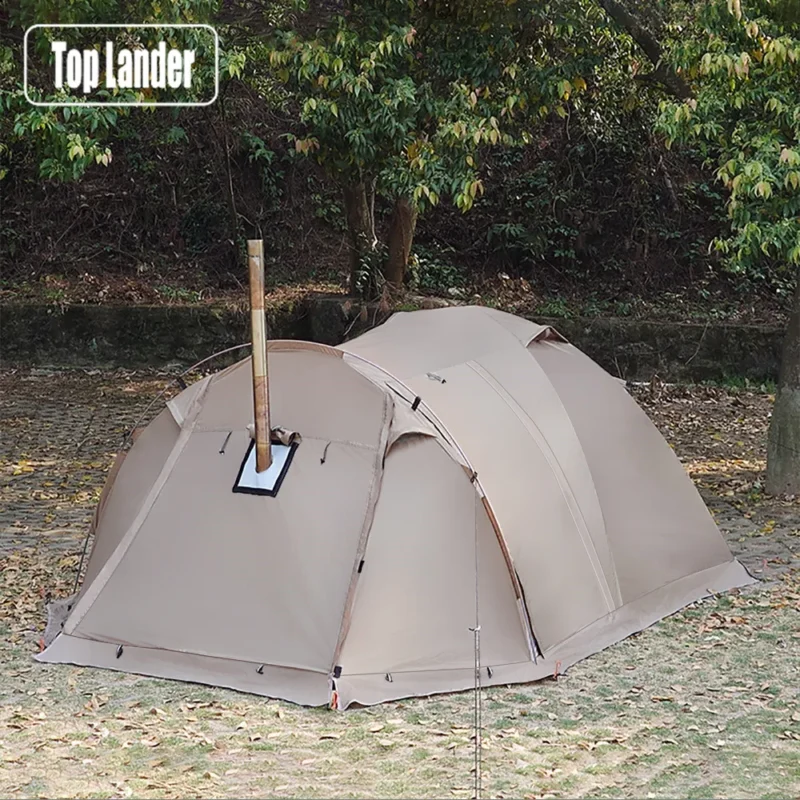 Fireproof Hot Tent 2-Person Waterproof Dome Tent with Stove Jack for 4-Season Winter Camping and Hiking - Image 2