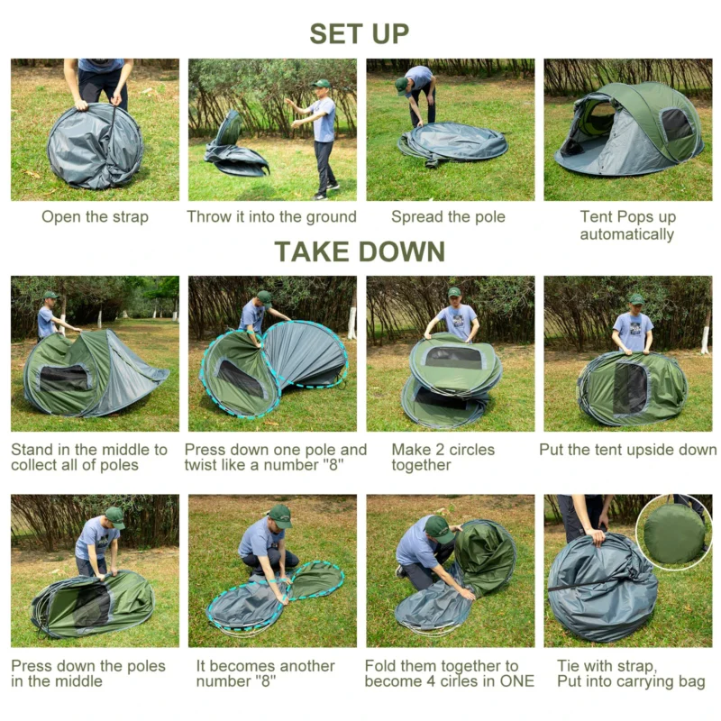 Instant Pop Up 4-Person Camping Tent with Double Layer Waterproof Design for Hiking and Family Outdoor Adventures - Image 6