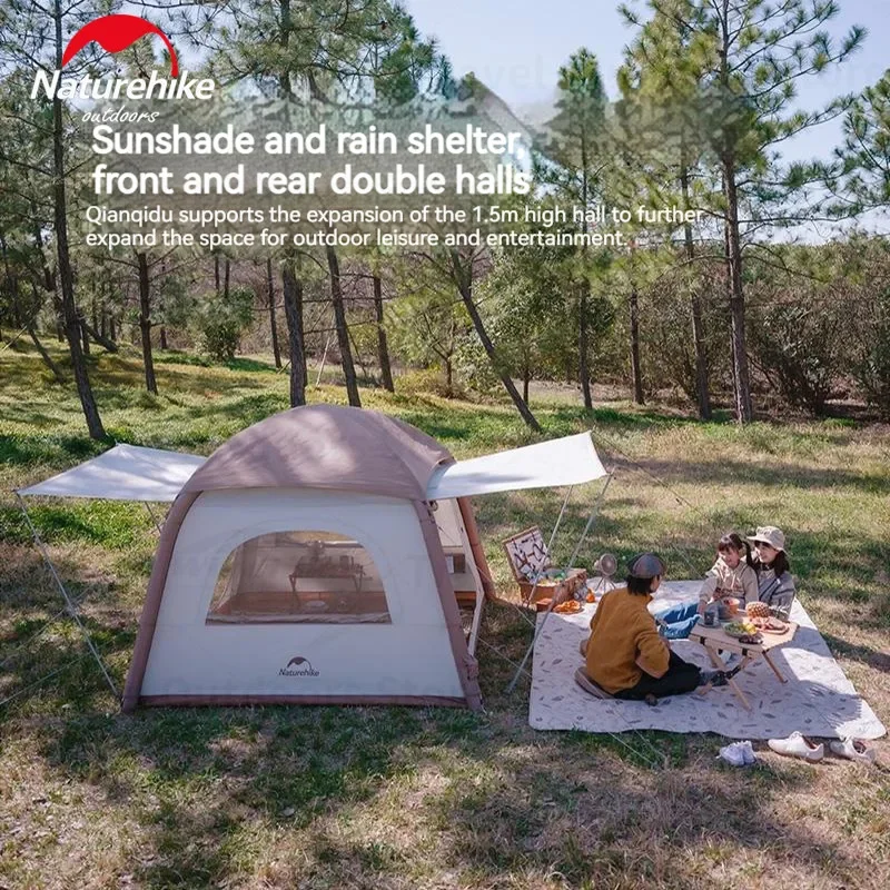 Inflatable dome tent with air beam technology for quick and effortless setup