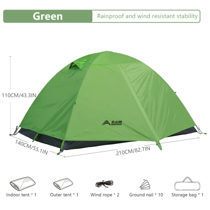Ultralight Waterproof 2-Person Backpacking Tent with Double Layer for 3-Season Hiking - Image 7