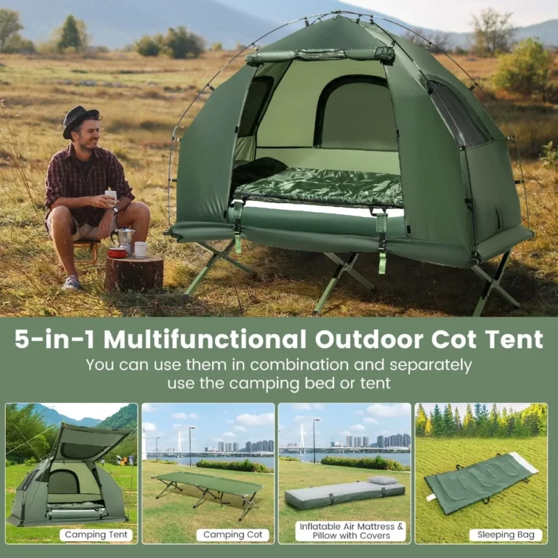 All-in-One Elevated 1-Person Camping Tent Cot with Integrated Sleeping System for Outdoor Adventures - Image 6