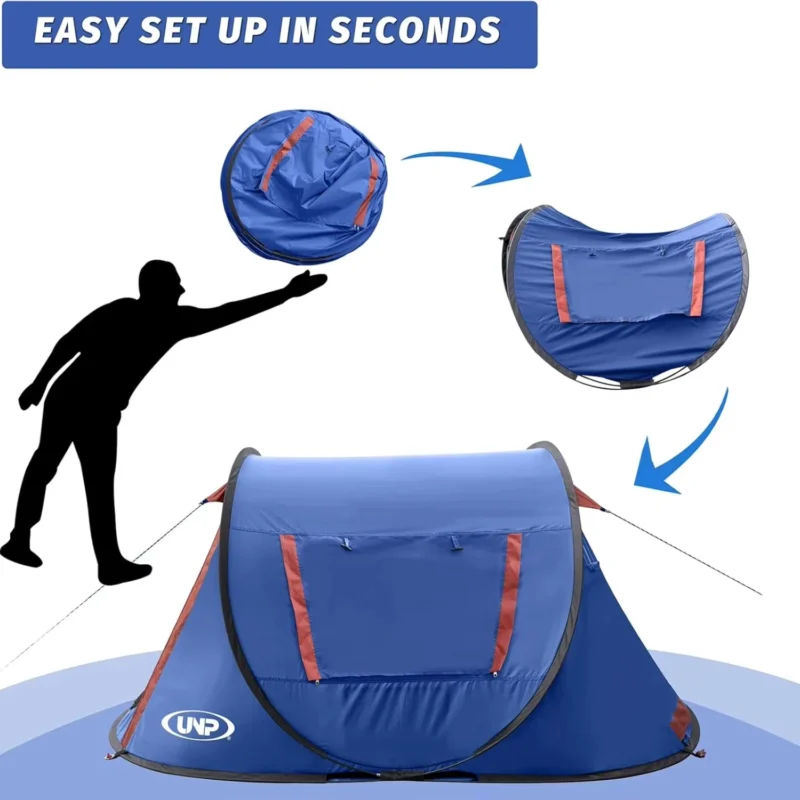 Instant Automatic Pop-Up 2-Person Camping Tent with Dual Doors for Beach and Hiking Adventures - Image 3