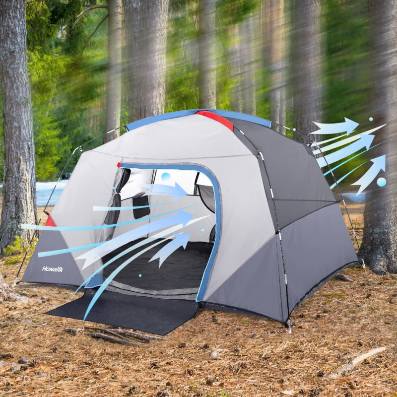 Quick Automatic Oxford 4-Person Dome Tent with Aluminum Poles for Outdoor Hiking and Camping
