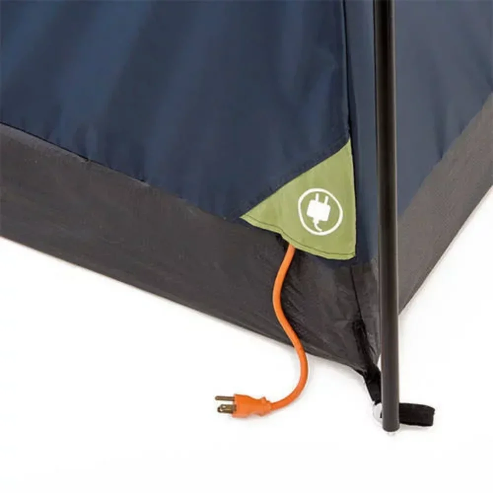 Automatic tent setup sequence showing ease of deployment and weather protection features