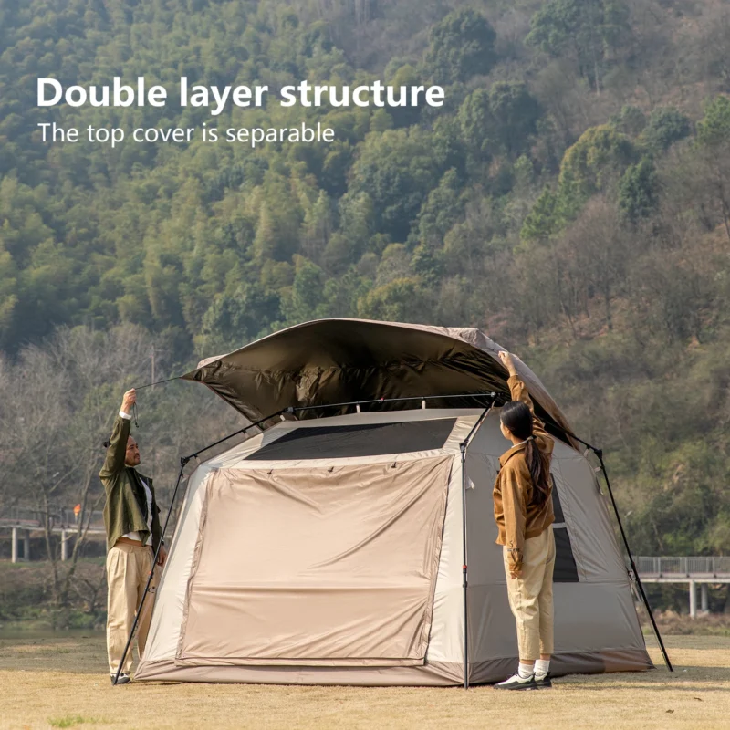 Automatic Pop-Up 3-4 Person Cabin Tent with Titanium Coating for 3-Season Camping and Family Outdoors - Image 5