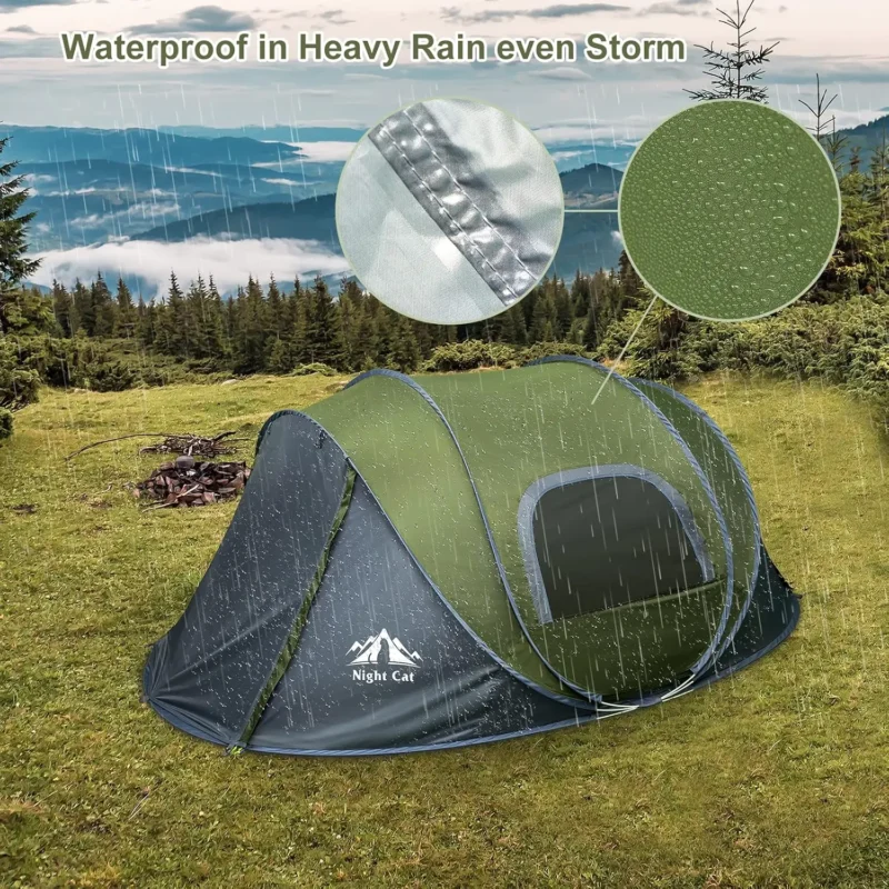 Waterproof Pop-up 2-Person Canvas Tent with Easy Setup for Four-Season Camping Adventures - Image 4