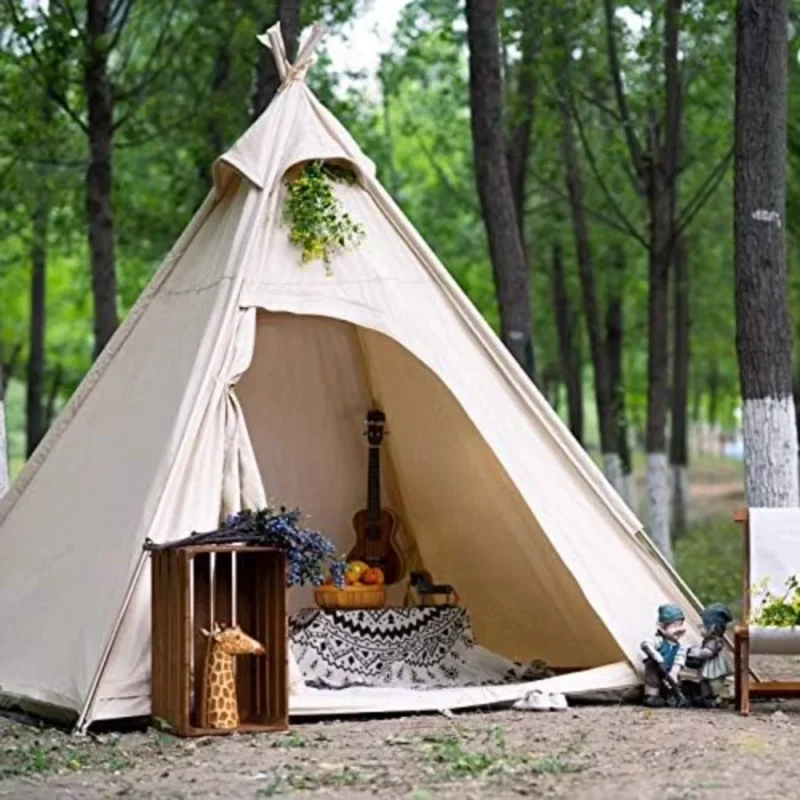 Premium Bell Canvas 2-Person Pyramid Tent with Waterproof Cotton for Glamping and Outdoor Adventures - Image 4