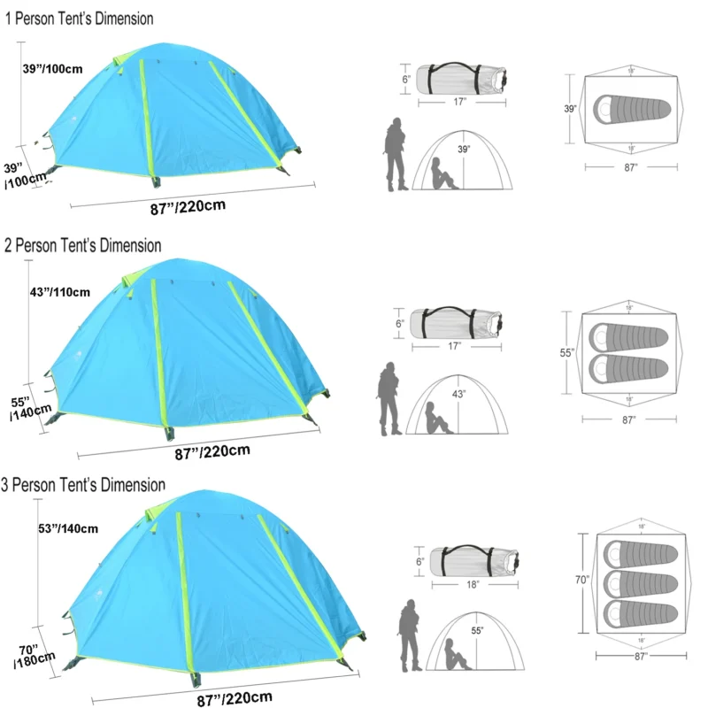 Ultralight Waterproof 2-Person Dome Tent with Double Layer for 3-Season Backpacking and Hiking - Image 3