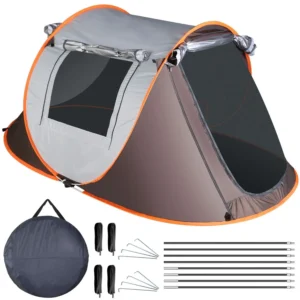 Instant 3-4 Person Pop Up Camping Tent with Double Window Ventilation for Easy Outdoor Setup