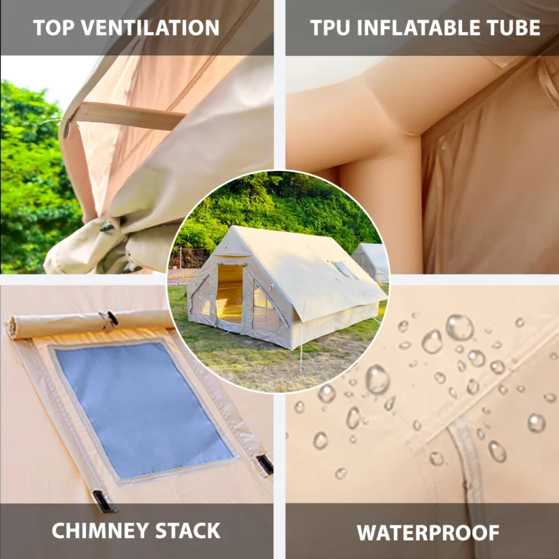Inflatable 12-Person Camping Tent with Aluminum Structure and Hand Pump for Quick Setup - Image 4