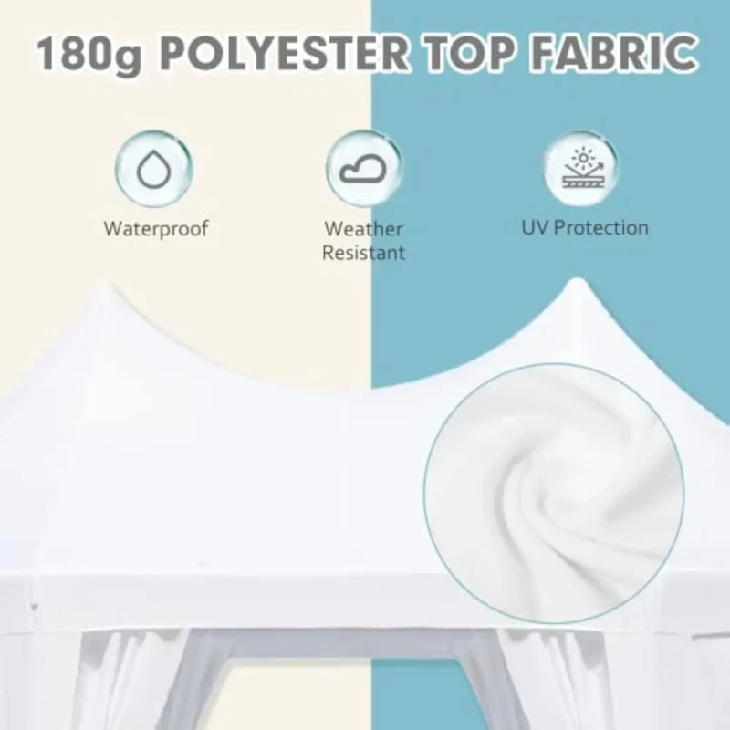 Elegant 26'x19' White Decagonal Party Tent with 8 Removable Sidewalls and Church Windows for Weddings and Events - Image 3