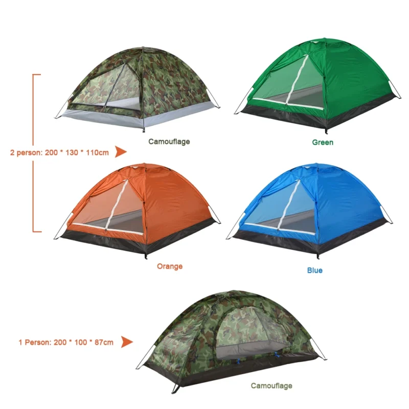 Ultralight Oxford 2-Person Camouflage Camping Tent with Aluminum Poles for Outdoor Adventures - Image 6