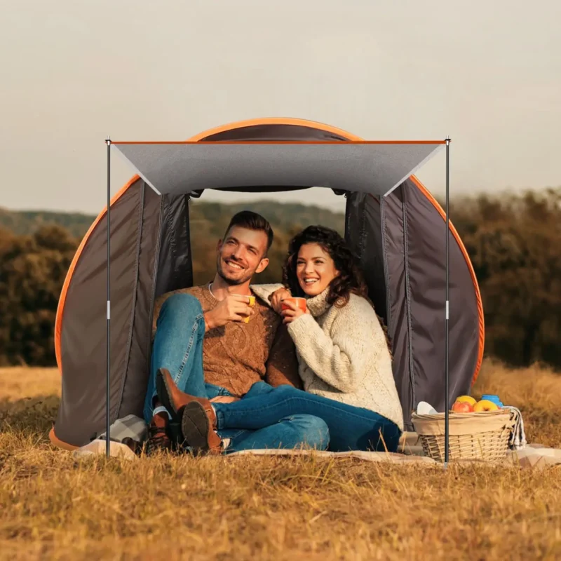 Instant 3-4 Person Pop Up Camping Tent with Double Window Ventilation for Easy Outdoor Setup - Image 5
