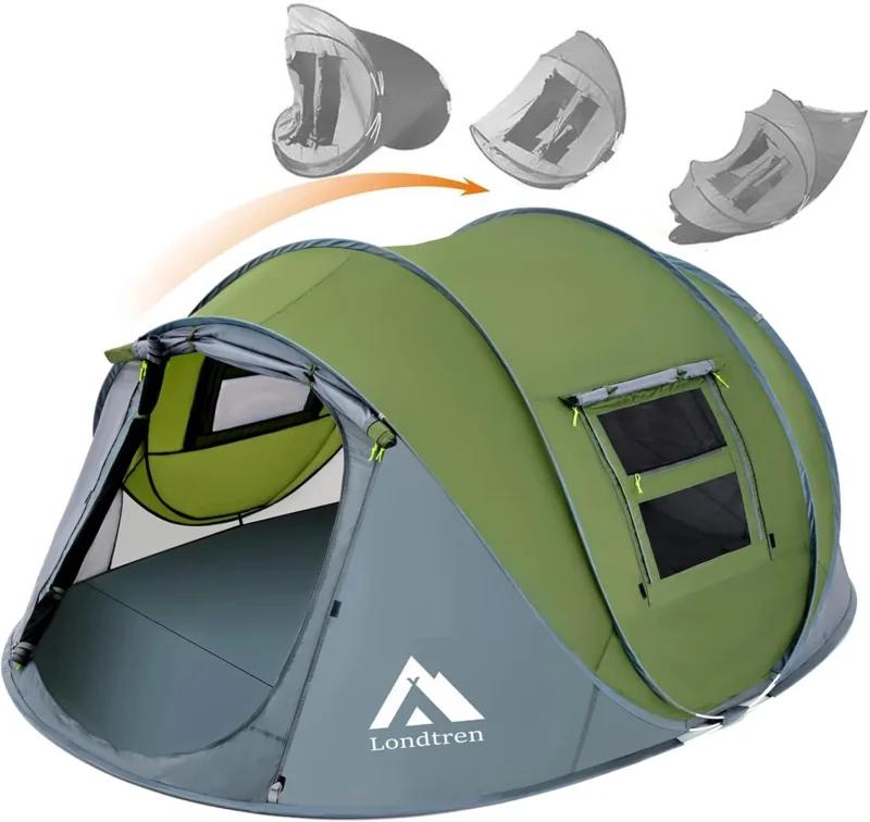 Instant Pop Up Camping Tent 4-Person Waterproof Double Door with Easy Setup for Family Outdoor Adventures - Image 7