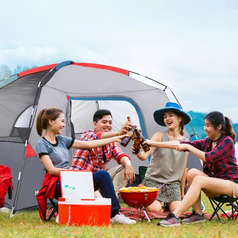 Quick Automatic Oxford 4-Person Dome Tent with Aluminum Poles for Outdoor Hiking and Camping - Image 3