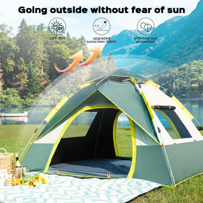 Ultralight Aluminum Automatic 2-Person Dome Tent for Camping with Double Doors and Quick Setup - Image 3