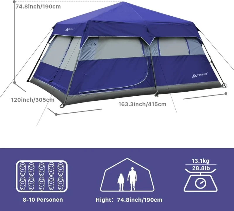 Ultralight 2-Person Dome Tent with Removable Rain Fly for 4-Season Backpacking and Camping - Image 2