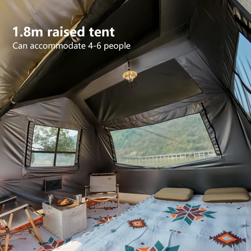 Automatic Pop-Up 3-4 Person Cabin Tent with Titanium Coating for 3-Season Camping and Family Outdoors - Image 2