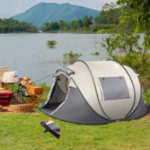 Portable Pop Up 4-Person Canvas Tent with Instant Setup for Camping and Outdoor Adventures