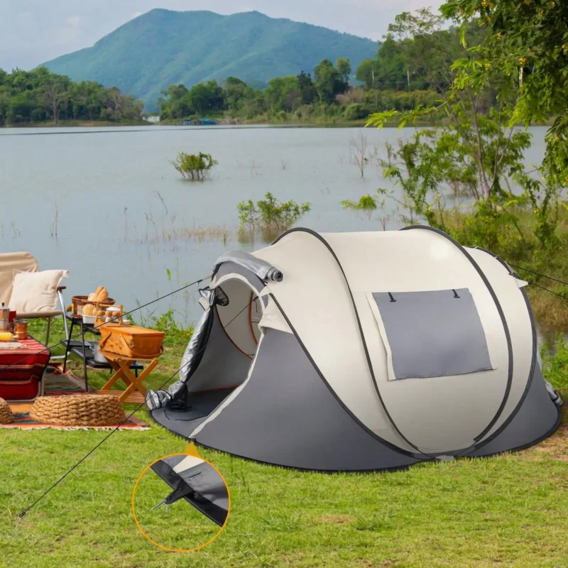 Portable Pop Up 4-Person Canvas Tent with Instant Setup for Camping and Outdoor Adventures