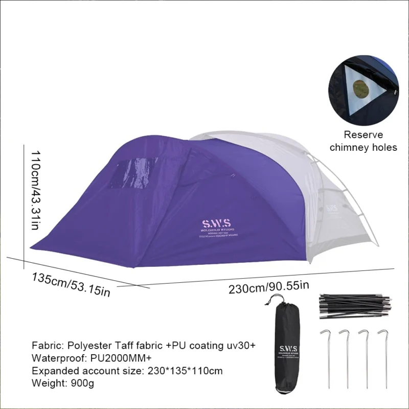 Ultralight Single Layer 2-Person Backpacking Tent with Aluminum Poles for 3-Season Hiking - Image 6