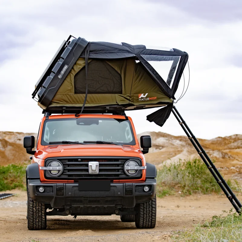 Premium 4-Season Single Person Clamshell Rooftop Tent with Quick Automatic Opening for Outdoor Adventure - Image 2