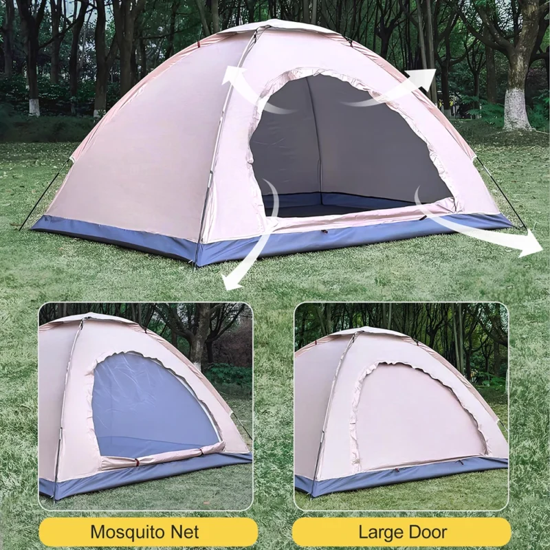 Lightweight Single Layer 2-Person Camping Tent with Fiberglass Poles for Hiking and Outdoor Adventures - Image 5