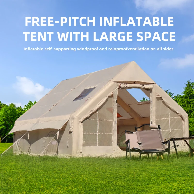 Inflatable 12-Person Camping Tent with Aluminum Structure and Hand Pump for Quick Setup - Image 2