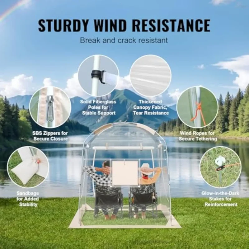 Portable Clear Bubble Tent 70x70" Weatherproof Pod Shelter for 2-Person Sports Viewing with Easy Assembly - Image 4
